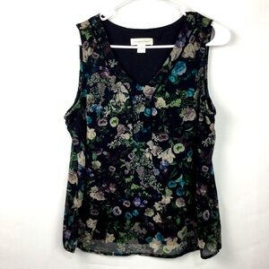 Christopher &‎ Banks Floral Sleeveless Tank Blouse womens size M